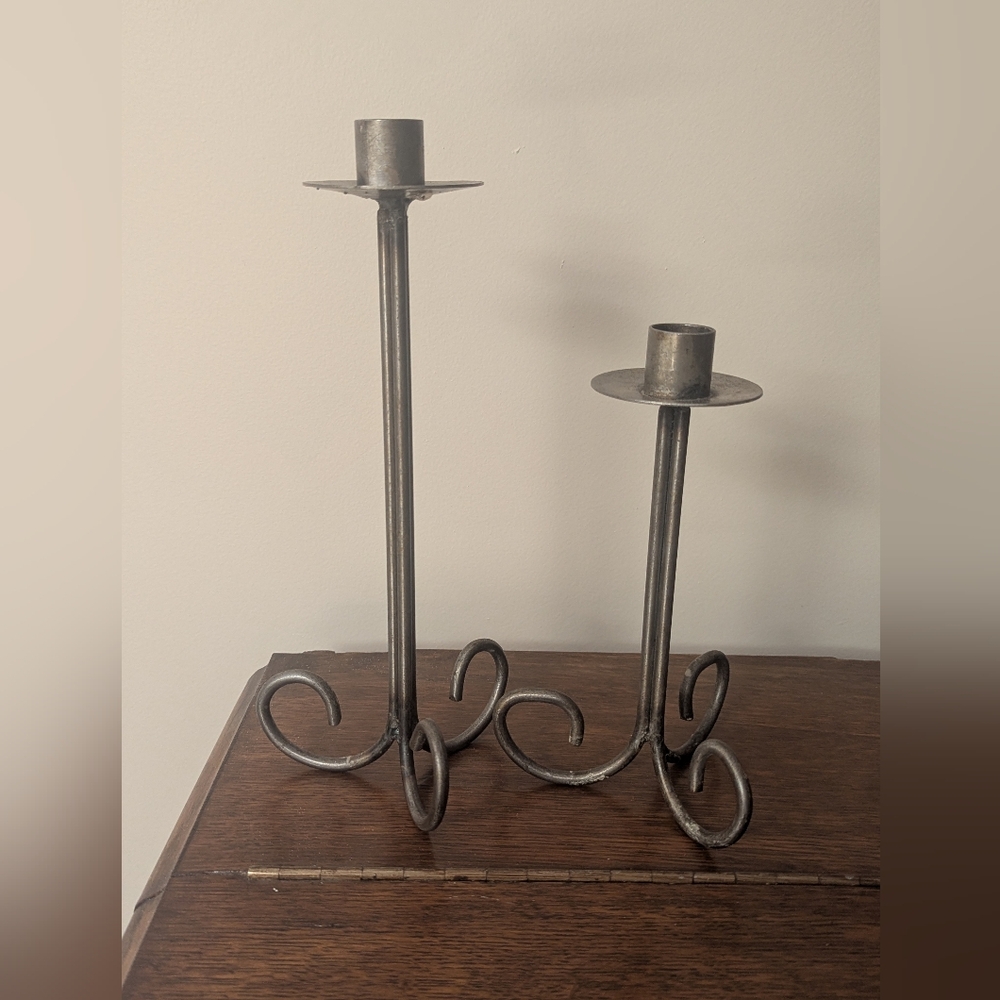 Wrought Iron Scroll Candle Taper Holders - Picture 3 of 5